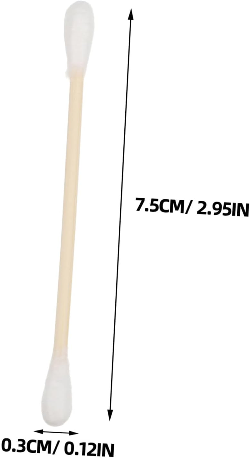 100Pcs Cotton Buds for Makeup Removal Tips Pointed Wooden Stick Swabs for Eye Makeup Tattoo Cleaning Keyboard image number 1