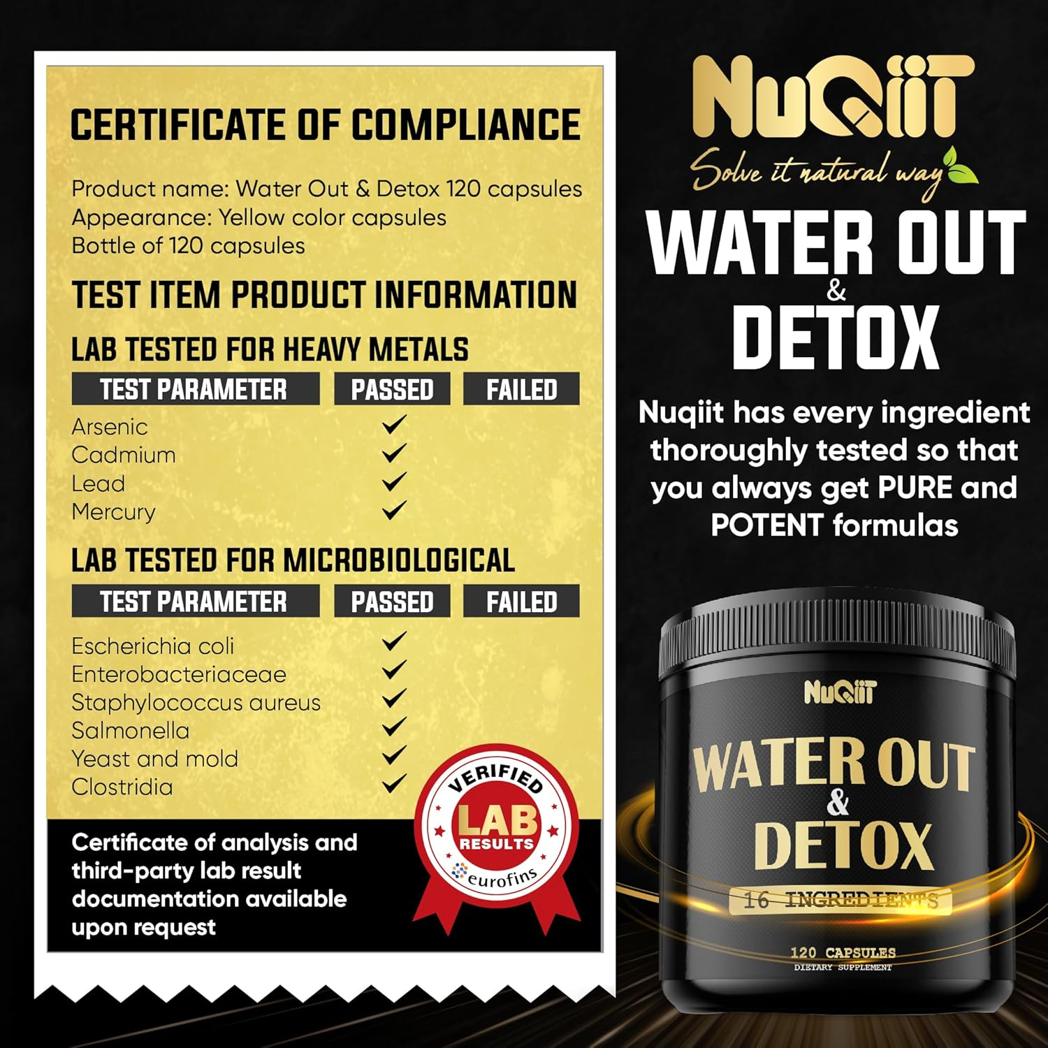 Water Out Supplement with Dandelion Root, Apple Cider Vinegar & More - 120 Capsules for 2-Month Supply image number 1