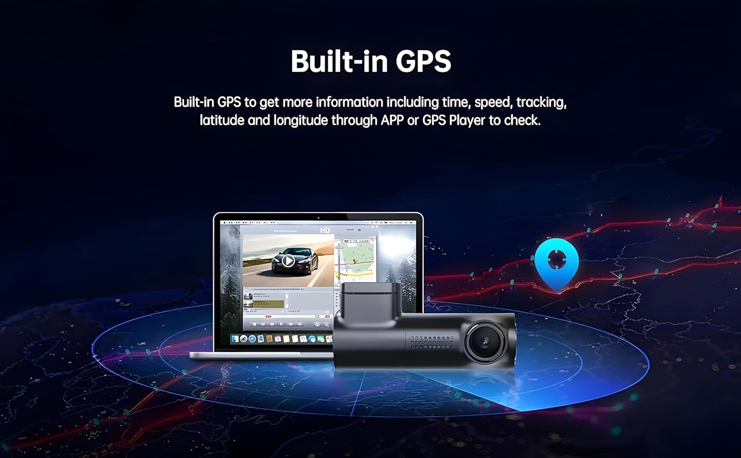 Dash Cam 1080 P Ultra HD Car DVR Front Camera with Built-In Wifi & GPS (150 Degree Wide) with 64 GB High Speed SD Card Free (Maximum Support 128 GB) 24 Hour Monitoring/Night Vision/G-Sensor