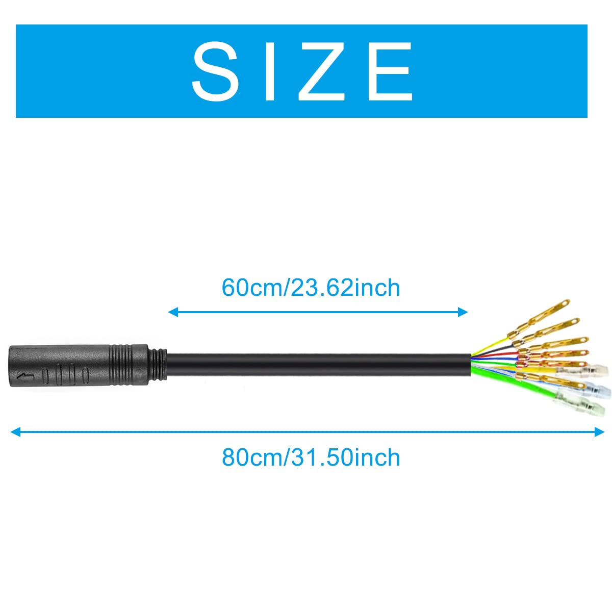 9 Pin Wheel Hub Motor Cable, E-Bike Motor Hall Sensor Waterproof Extension Cable, 80Cm Electric Bike Accessories Convert Cord for Electric Bicycle image number 4