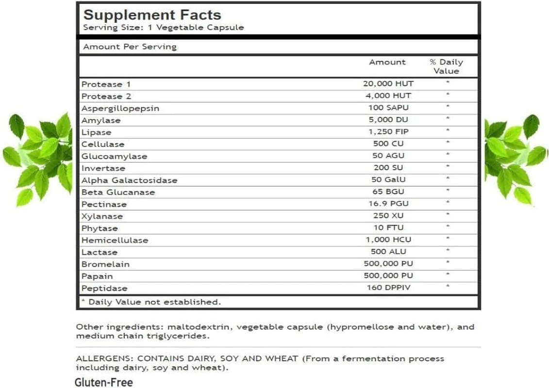 Botanica Advanced Digestive Enzymes Supplement &ndash; 18 Plant-Based Enzymes for Digestive Support &ndash; Vegan, Non-Gmo, Gluten-Free &ndash; Protease, Amylase, Bromelain &ndash; 60 Capsules