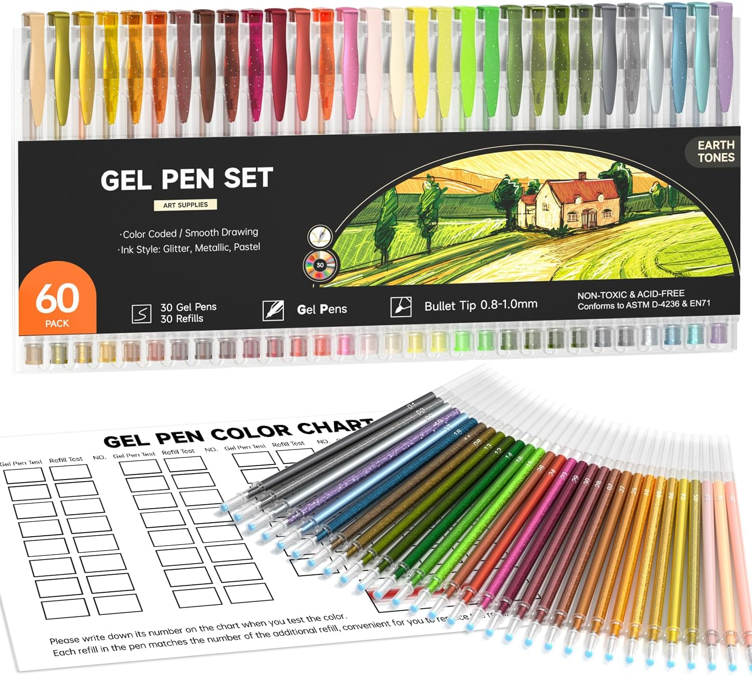 Shuttle Art 50 Pack Metallic Gel Pens, 25 Metallic Gel Pens Set with 25 Refills Perfect for Adult Colouring Books Doodling Drawing Art Markers