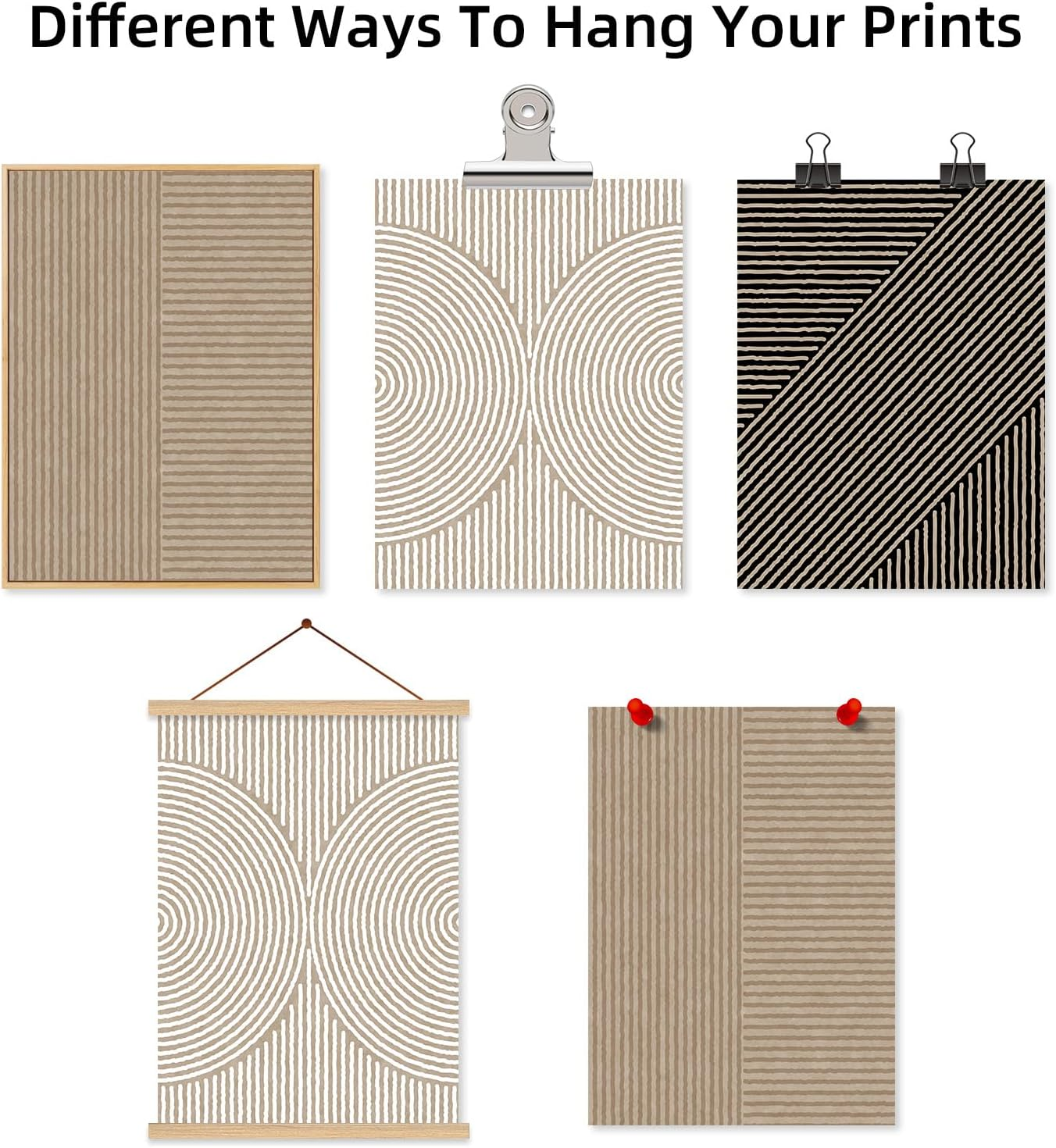 Boho Modern Wall Art Pictures Neutral Abstract Canvas Wall Decor Minimalist Line Wall Art Beige Brown Black Poster Mid Century Painting Artwork for Living Room Bedroom 12X16 Inch Unframed Set of 3 image number 4