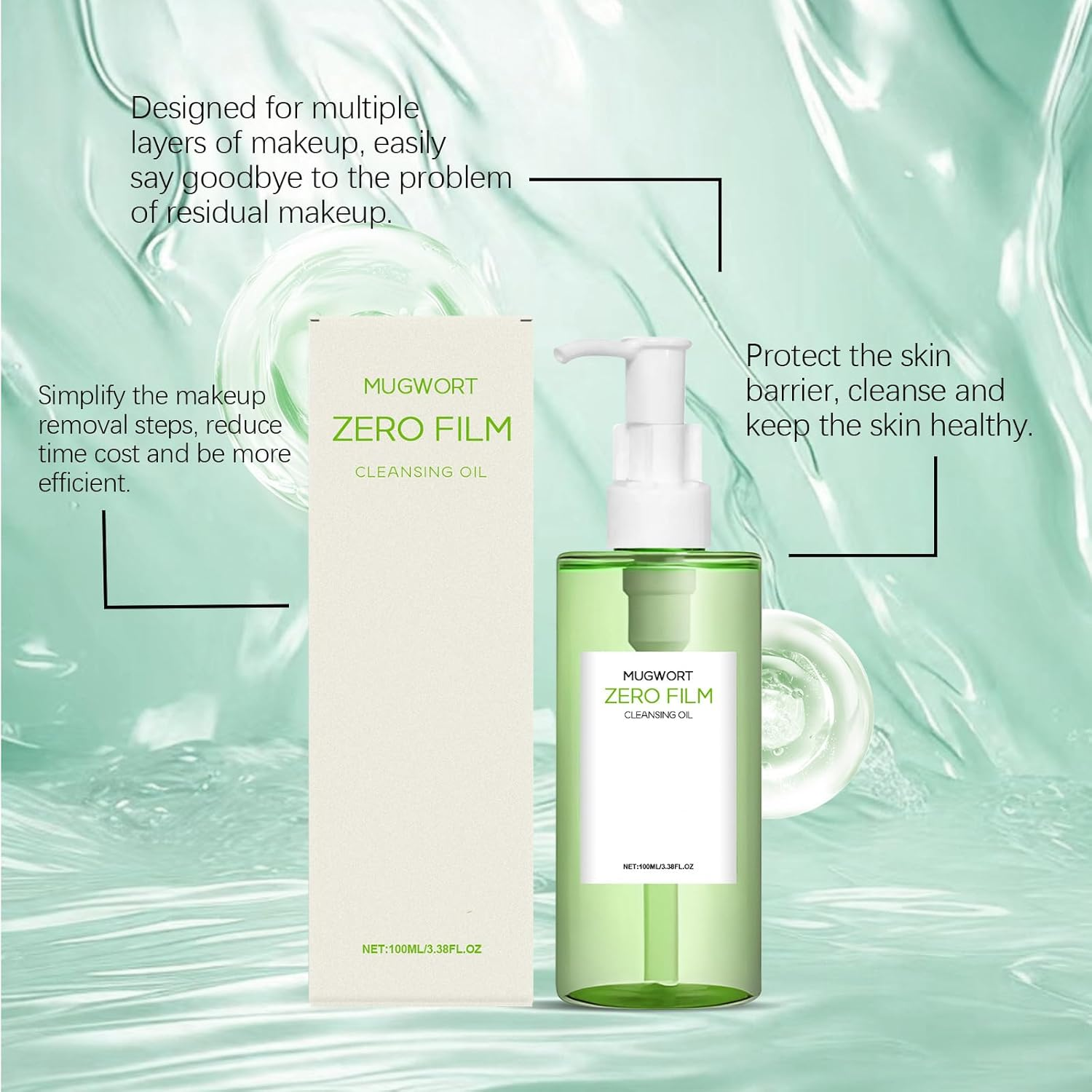 Mugwort Zero Film Cleansing Oil, Purifying Oil Cleaner, Natural Facial Oils Cleanser, Deep Cleansing Oils for Face, Moisturizing Oi/L Cleanser, Daily Makeup Blackhead Removal No Pore Clogging (1Pcs) - 3Pcs image number 5