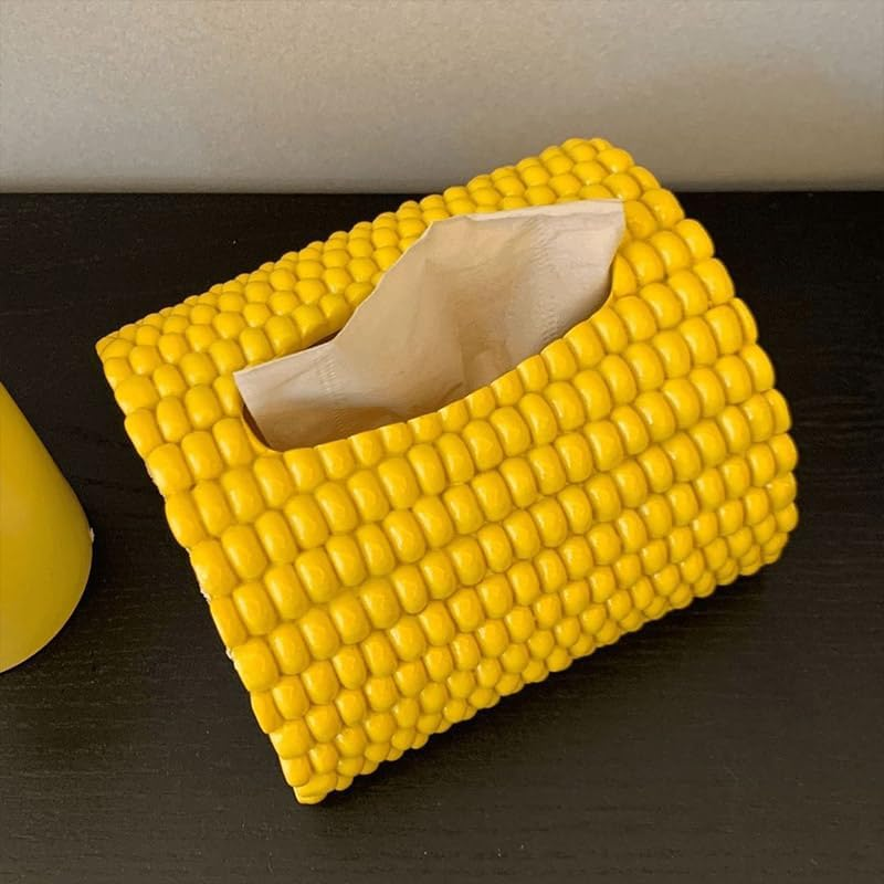 AIMALL Creative Corn-Shaped Tissue Box 5.9 X 5.1 X 3.9 Inches Desktop Storage Container for Living Room Coffee Table Home Decor image number 3