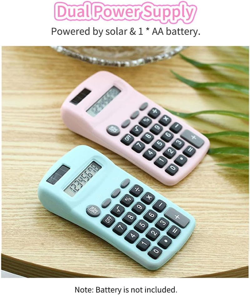 Staright Mini Cute Calculator 8 Digits Display Solar & Battery Dual Power Portable Electronics Calculator Accounting Tool for School Students Children Office Home image number 4