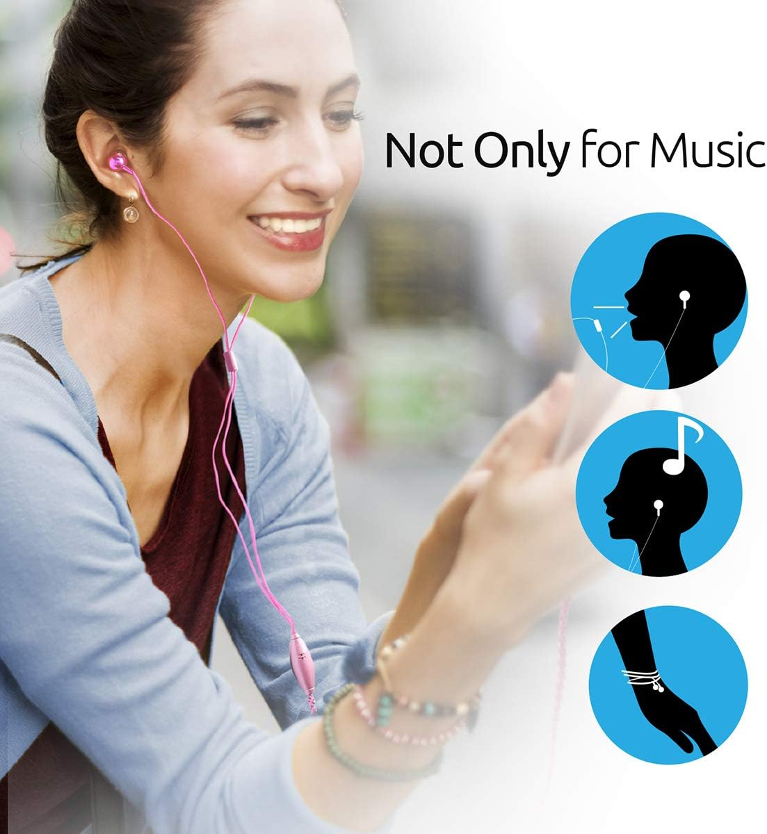 Promate Handheld Stereo Earbuds 1.2M Fabric Cable Finish Hands Free Built-In Mic Pink Retro Pink image number 1