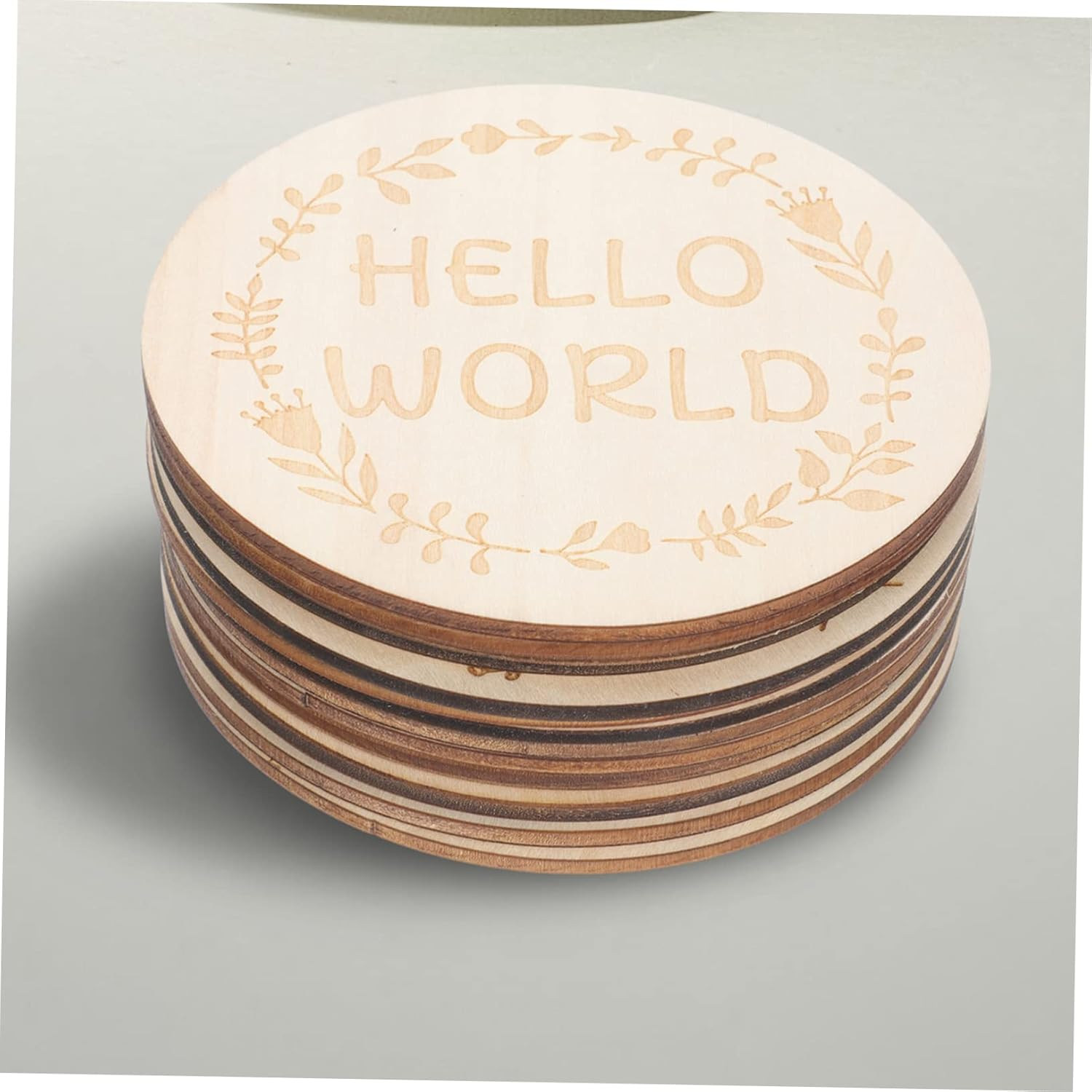 14Pcs Wooden Milestone Cards for Monthly Growth Recording Birthday Photo Props Unisex Newborn Keepsake with Fine Grain Design image number 1