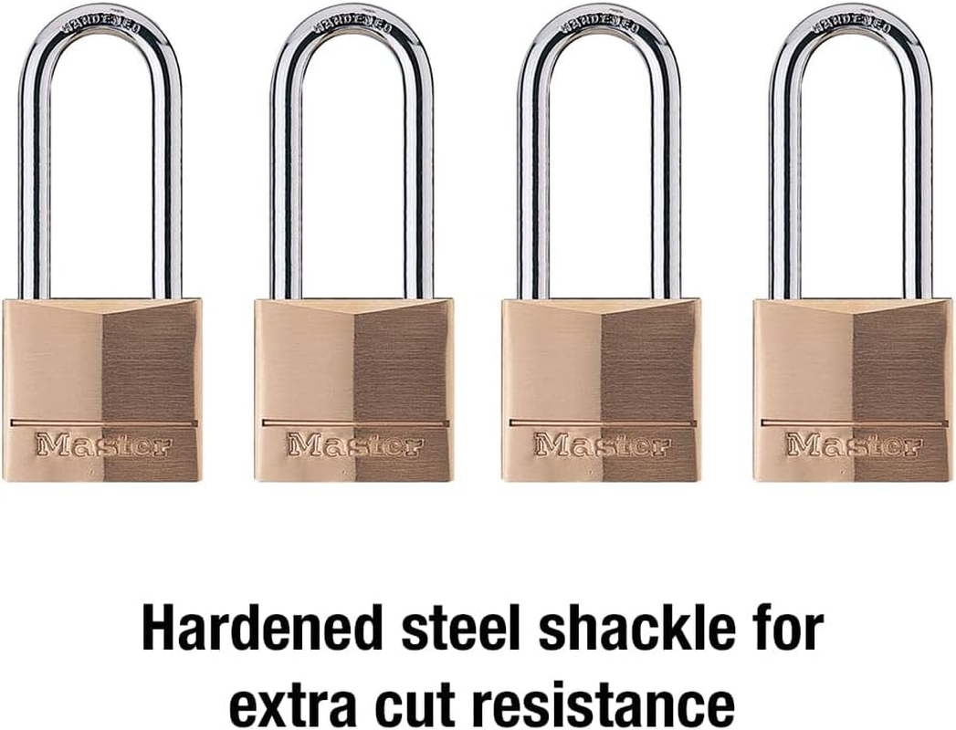 Master Lock 140QLH Solid Lock, 4 Pack, Brass, Silver, 4 Padlock image number 4