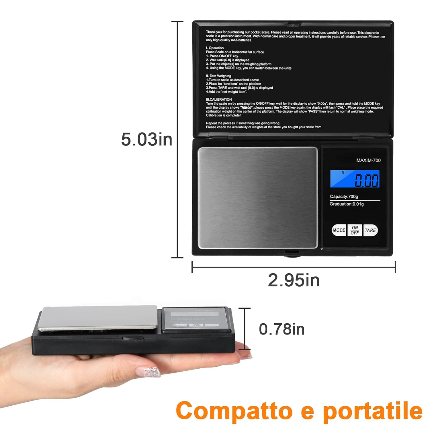 Vinabo Digital Precision Mini Kitchen Scale 700G/0.01G LCD Display Multifunctional for Kitchen Jewelry Coffee Small Powder Bowl image number 5