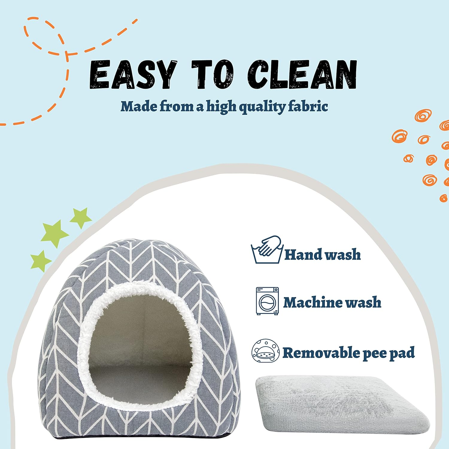 Tierecare Guinea Pig Hideout Bed Dwarf Rabbit House Cave Accessories Cozy Hide-Out for Little Bunny Hedgehog Ferret Chinchilla&Other Small Animals (Grey) image number 2