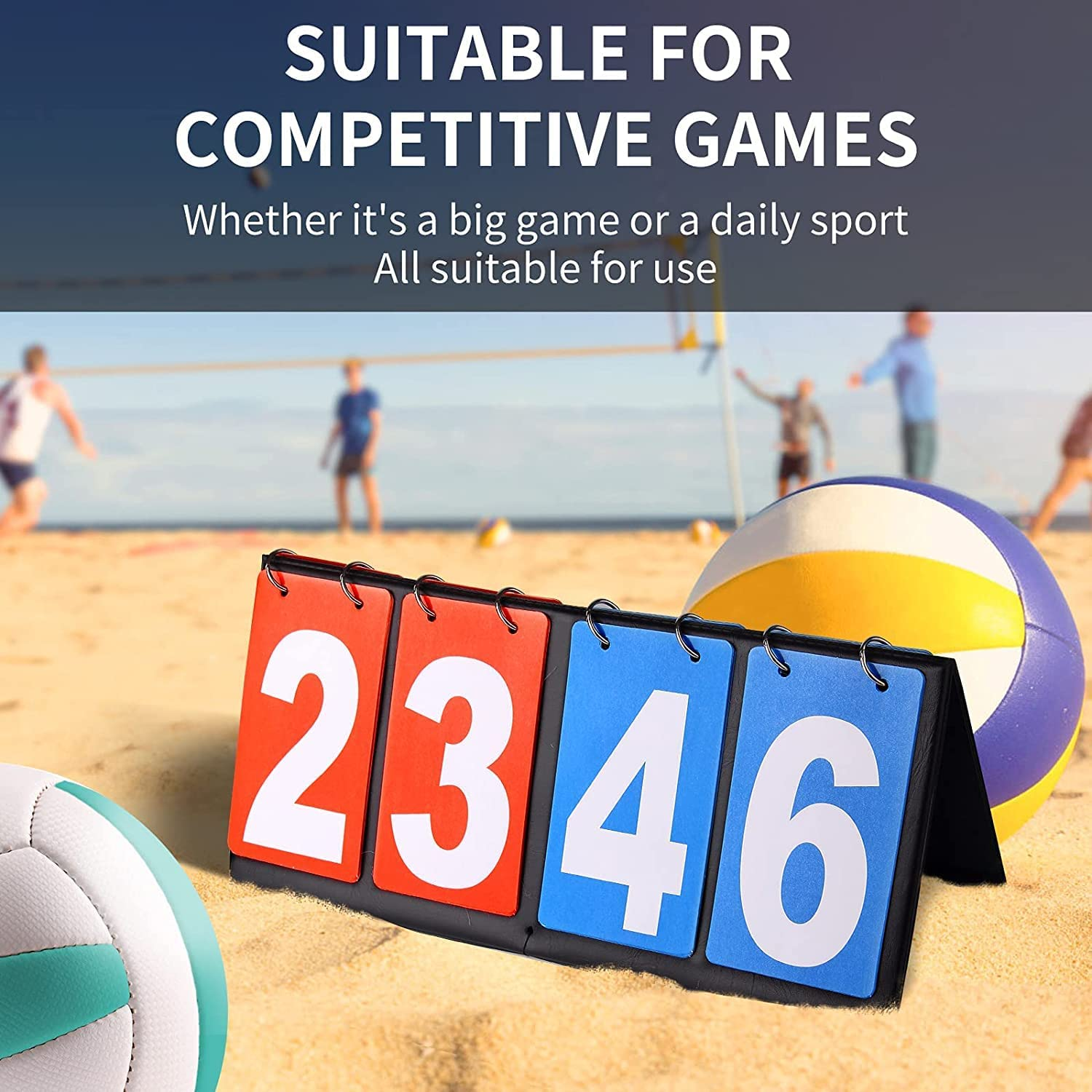 Portable Scoreboard Score Keeper 4 Digital Portable Table Top Scoreboard Flipper for Basketball Soccer Tennis Volleyball Cornhole Sports Games P. E Classroom Activities image number 5