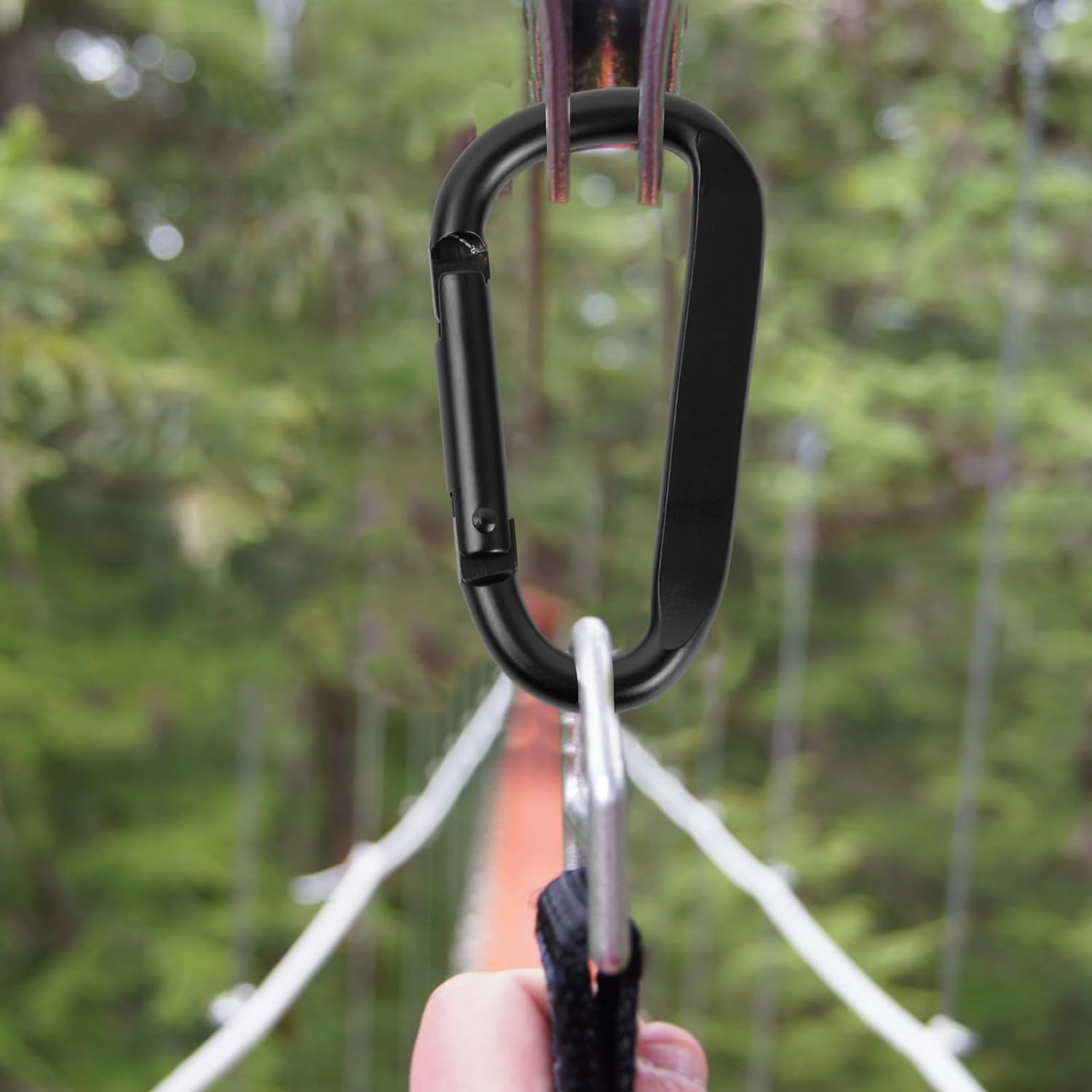 6 PCS Carabiner Clips (68Mm) - Aluminum Carabiners in Black for Hammocks, Keychains, Camping, Fishing, Swings, and Hiking Accessories - Screw Lock Carabiner Hooks image number 1