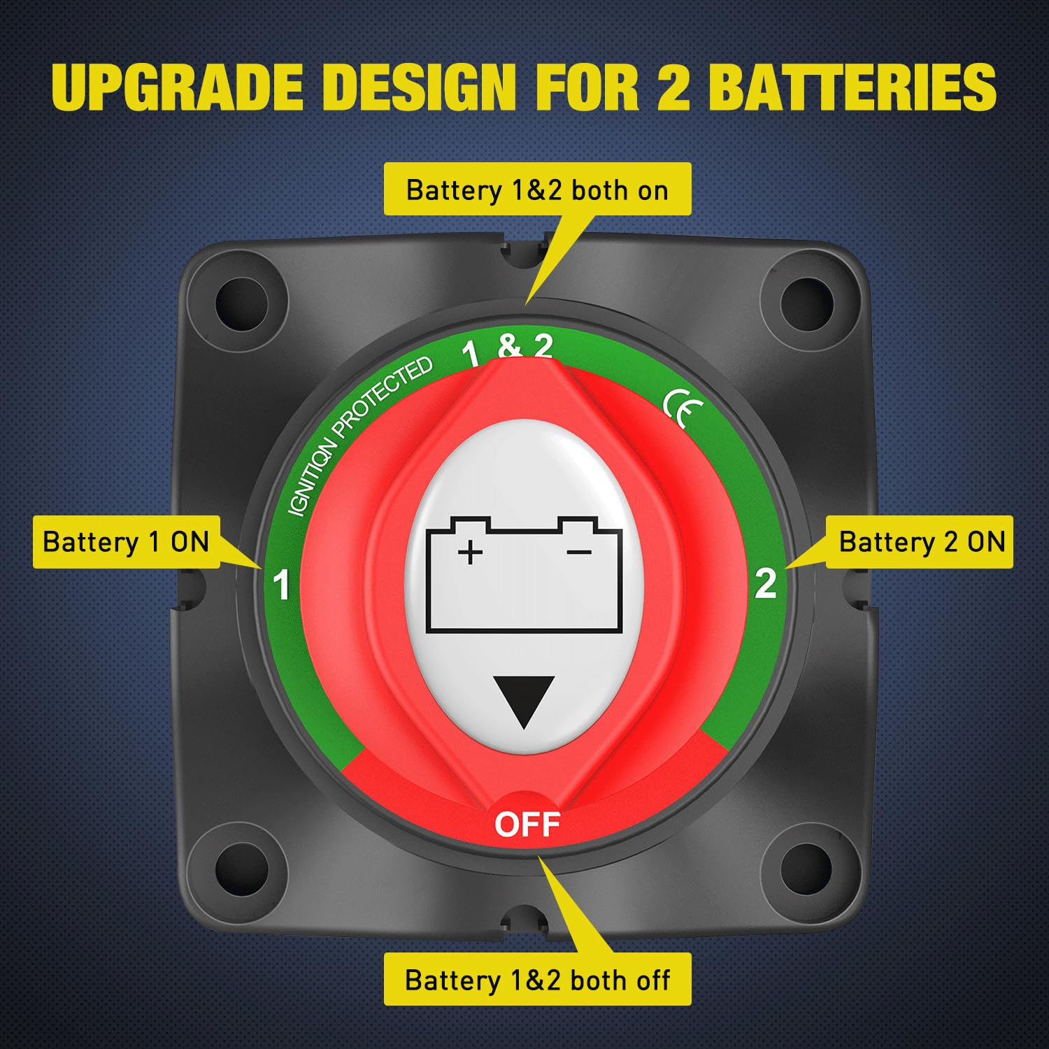 Nilight 1-2-Both-Off Battery Switch, 12V-48V Battery Disconnect Master Cutoff Switch for Marine Boat Car RV ATV UTV Vehicle, Waterproof Heavy Duty Battery Isolator Switch, (90108A) image number 1