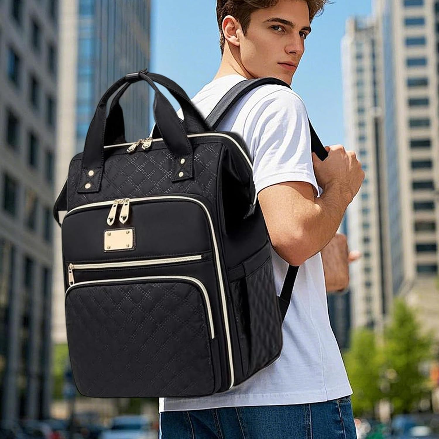 Huayeex Lunch Backpack for Women - Teacher Backpack with Cooler Lunch Box - Fashionable Work Storage Bag for Daily Outgoing School Travel Picnic Vacation Hiking Office image number 2