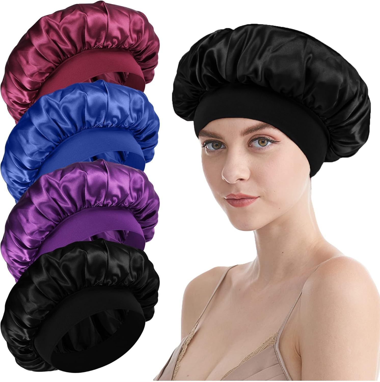 Hair Bonnet for Women &ndash; Soft Breathable Hair Cap Shower Caps for Braids Natural Hair
