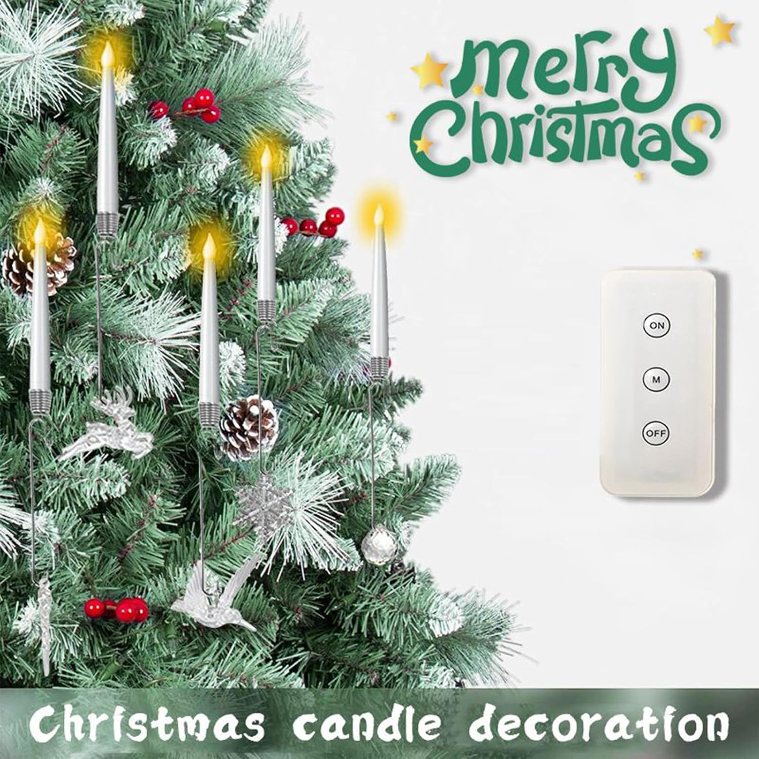 Clip on Candles for Christmas Trees | Fake Candles LED Lights Tree Ornaments - Christmas Decorations for Holiday Indoor Outdoor Home Fireplace Window Shelf Garden - Snowflake image number 7