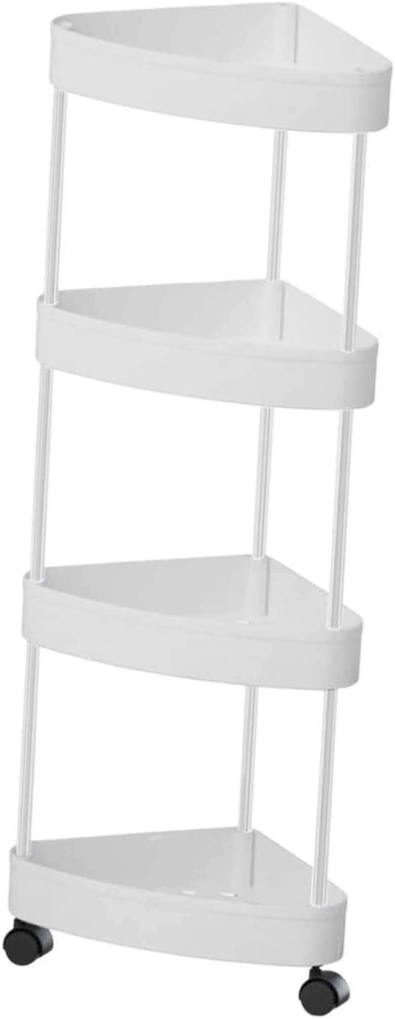 Yuksok Floor Corner Shelf Floor Standing with Wheels Large Capacity Drain Basket Shelving for Bathroom Kitchen Shower Organizer Rack, 5 Tier Black