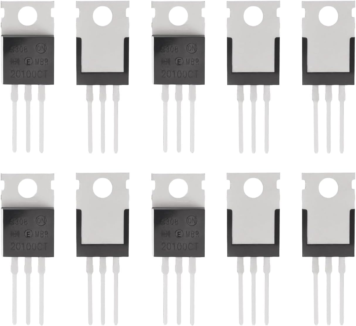 Create Idea 10Pcs MBR20100CT Planar Schottky Rectifier Diode 20A 100V TO-220AB Used in Electronic DIY Projects Amplifiers Solar Panels Charging Circuits Etc