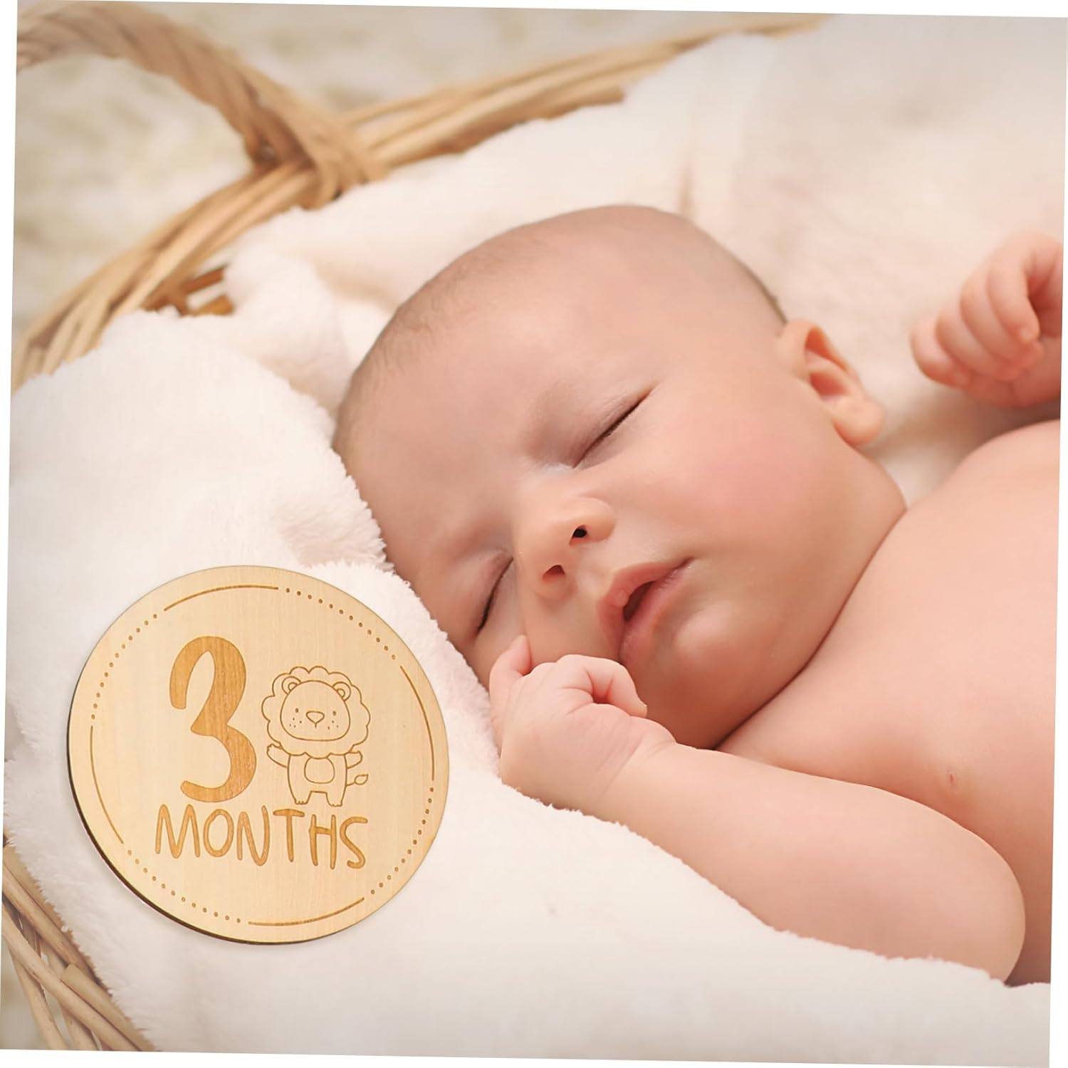 13Pcs Baby Wooden Milestone Cards Cartoon Animal round Growth Photo Props for Infant Newborn Monthly Tracking Accessory Set image number 4