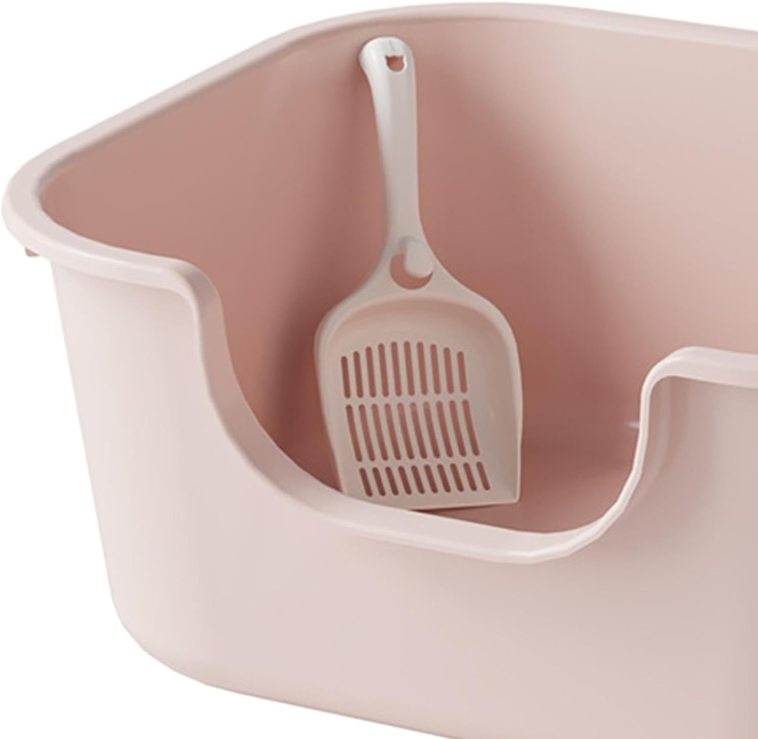 Leefasy Cat Litter Basin Cat Litter Box with High Side Splashproof Kitty Litter Pans Open Top Pet Litter Tray for Small and Large Cats, Pink image number 6