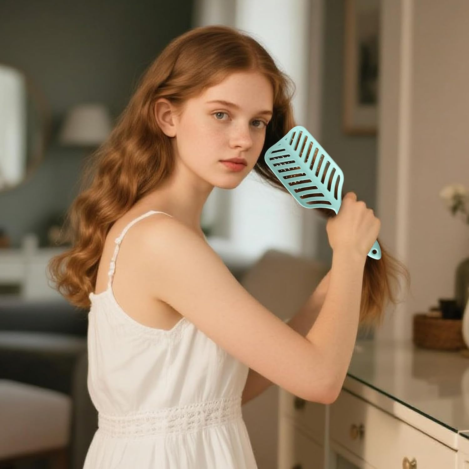 Hairbrush Long Hair, Detangler Brush, Hair Brush without Pulling, Hair Brush, Styling Combs for Women Men, for Curls, Wet, Fine Long Hair, Any Hair Type (Green)