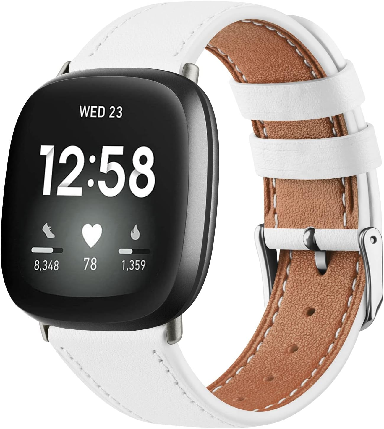 Leather Strap for Fitbit Versa 4 Band&Sense 2 Band, for Men Women, Soft Adjustable Sport Leather Replacement Straps for Fitbit Versa 4/3 / Sense 1/2 image number 6