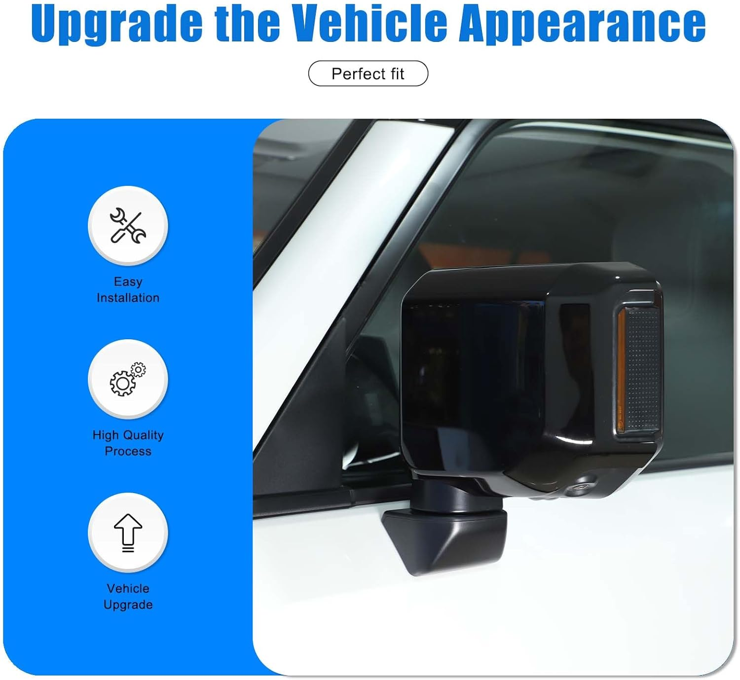 Yinaniutos Side Door Mirror Covers Compatible with Toyota Land Cruiser 250 Prado J250 LC250 2024 2025 Accessories | ABS Plastic Exteriro Rearview Mirror Caps Trim | 2PC Set (Glossy Black) image number 2