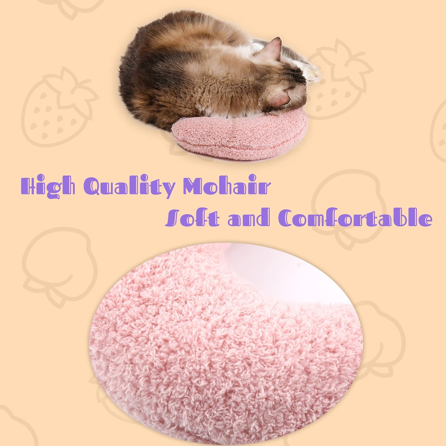 Cat Pillows for Indoor Cat and Small Dog, Calming Dog Pillows, Half Donut Dog Cutated Calming Pillow, Cozy Cat Bed Pillow Cute Rabbit Pillows (Pink) image number 2