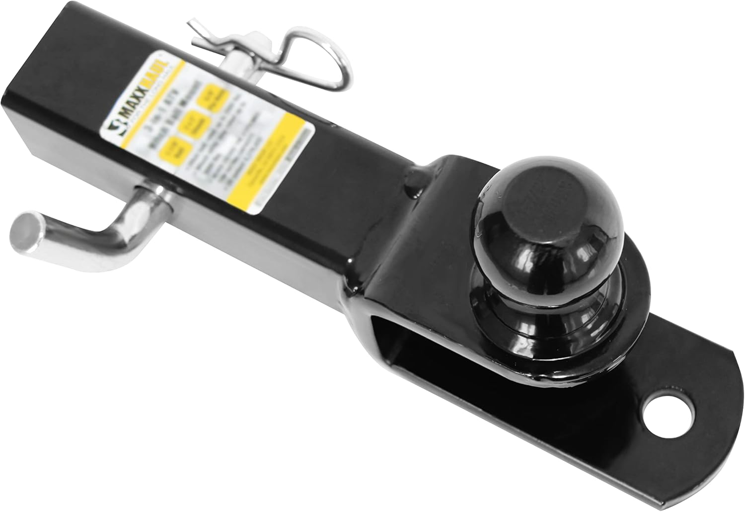 Maxxhaul 50595 3-In-1 ATV UTV Trailer Hitch Mount with Hitch Ball and Winch Strap Loop 1-7/8" Ball, 2" Shank, 1/4" Rise Fits 2" Receiver, 2000 Lbs Capacity image number 1