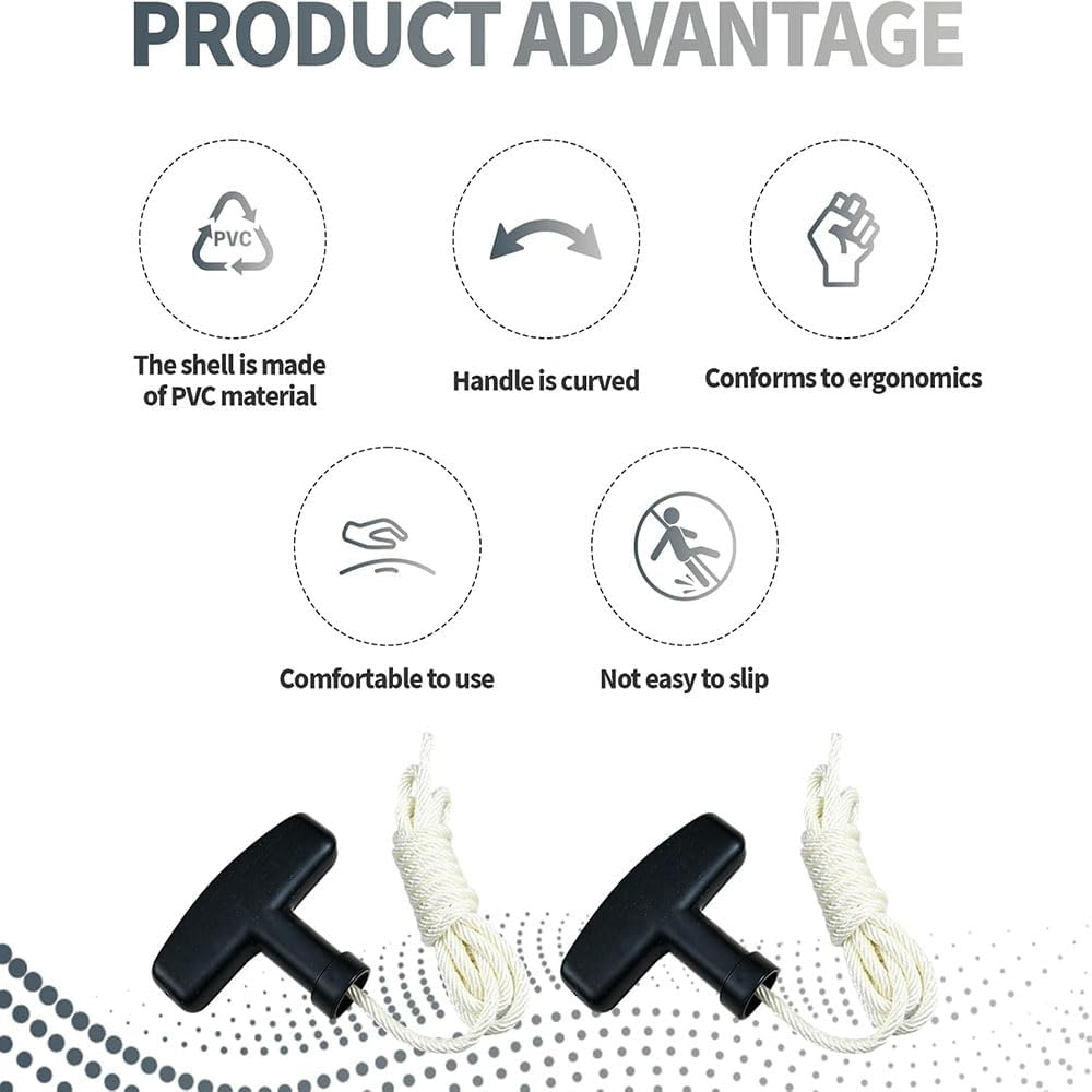 Lyhaogao 4 Pack Universal Lawn Mower Pull Cord Replacement Kit with T Handle Heavy Duty Starter Rope for Generators, Trimmers, Lawn Mowers Grip, Easy to Install, Durable Nylon Construction image number 5