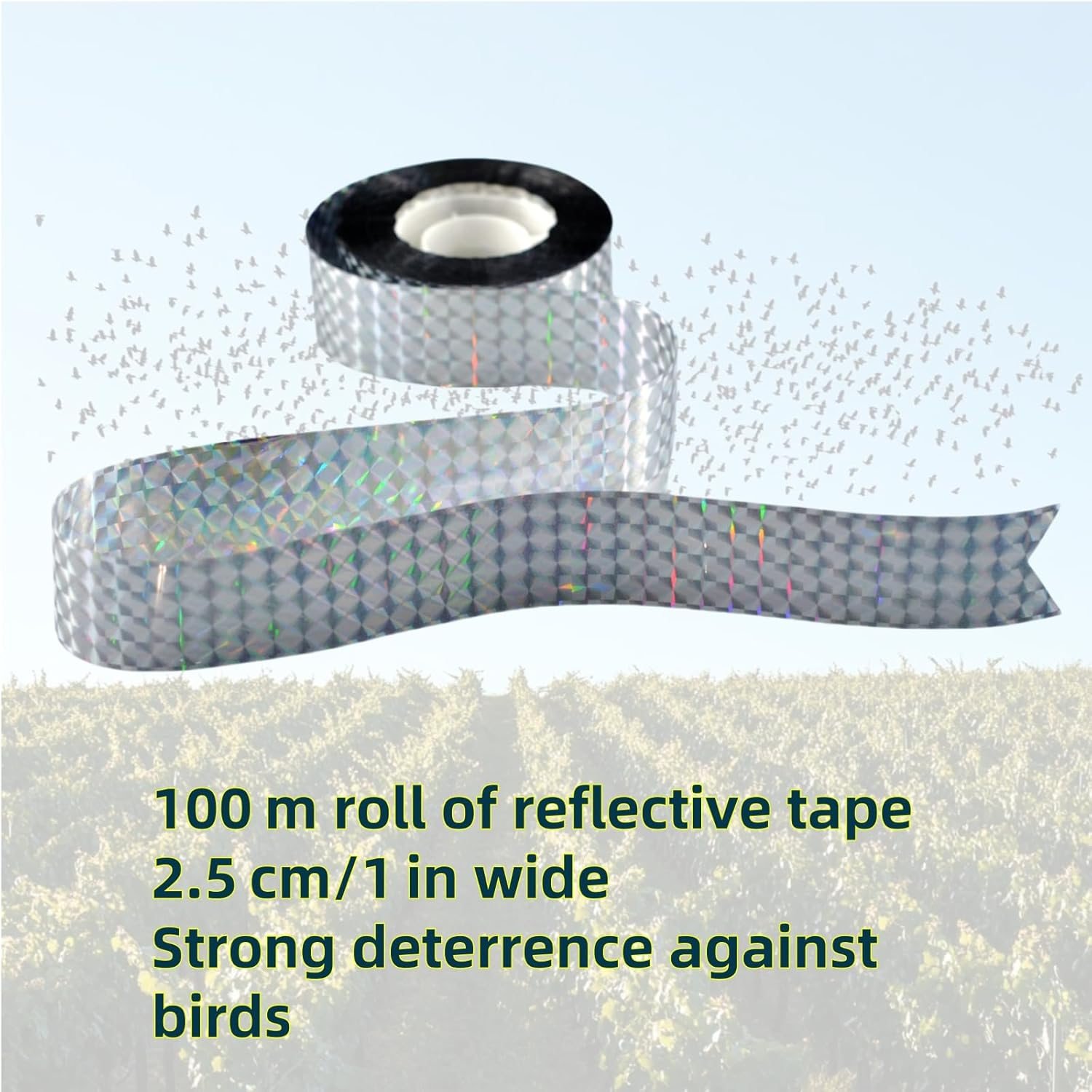 Wlzll Bird Deterrent Kit &ndash; 6 Reflective Scare Rods & 80M Reflective Tape &ndash; Visual Bird Repellent for Gardens, Trees & Roofs (Repels Pigeons, Woodpeckers & More)