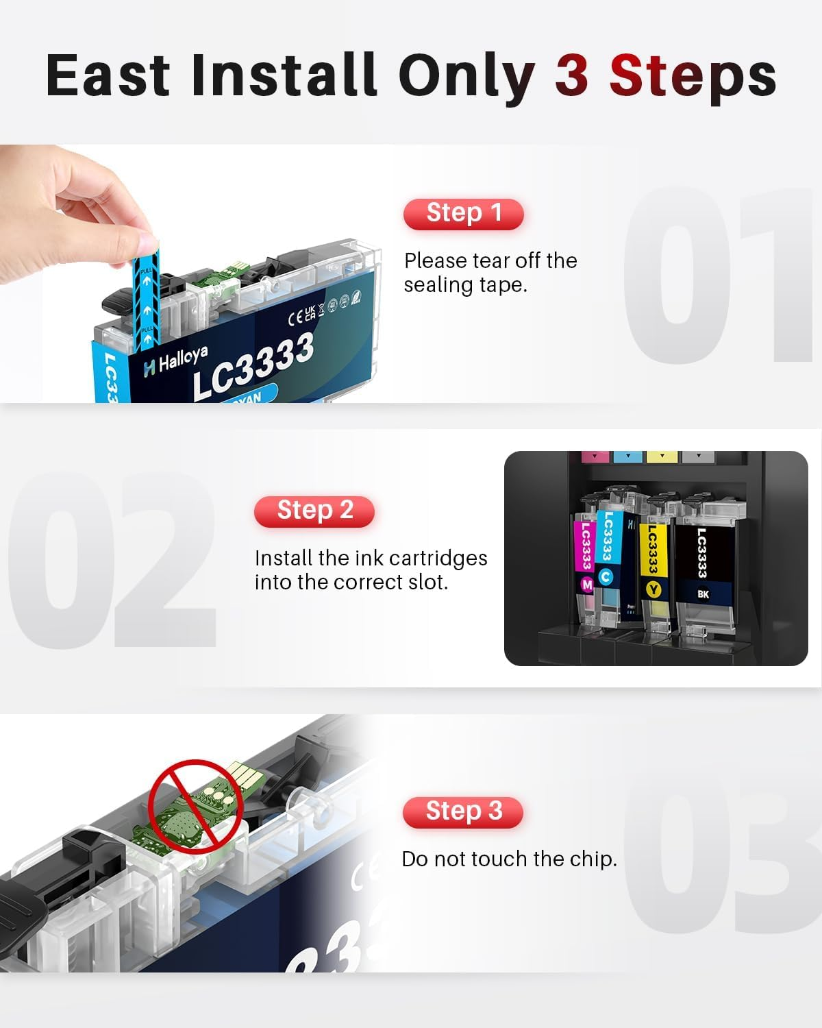 LC3333 Ink Cartridges Compatible for Brother LC 3333 LC-3333 High Yield Replacement Combo Work for DCP-J1100DW MFCJ1300DW Printer (1 Black, 1 Cyan, 1 Magenta, 1 Yellow,4 Pack)