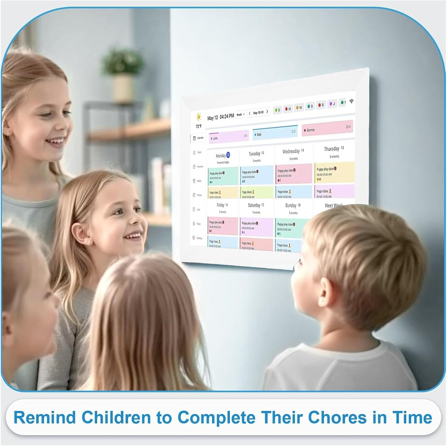 15.6 Inch Digital Calendar, Electronic Planner & Chore Chart, 1920 * 1080P Full HD Smart Touchscreen Interactive Display for Family Organizer Schedules, Desk & Wall Mount (AU) image number 2