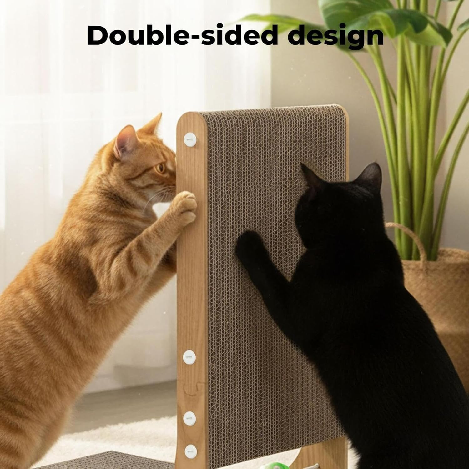 Pawz Cat Scratcher, L Shape Cardboard Cat Scratching with Ball Toy, Multi-Functional Pet Cat Scratch Board, Eco-Friendly and Durable, Protect Furniture, Cat Furniture for Indoor Cats