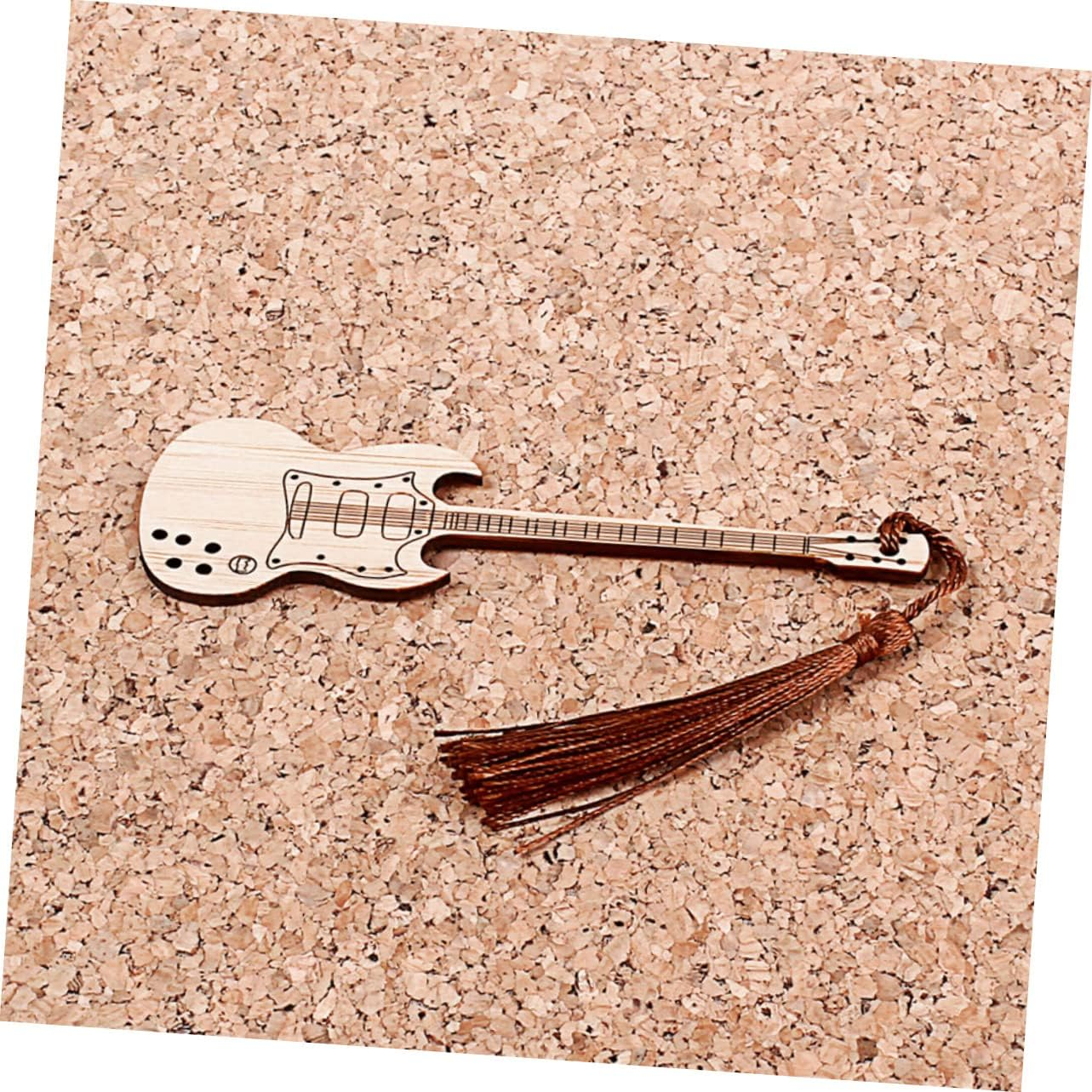 Tofficu 2Pcs Bamboo Page-Marker Guitar Shape for Students Writers Decorative Bookmark