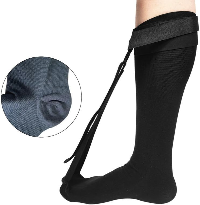 PFS Plantar Fasciitis Stretch Night Sock with Tread - for Pain Relief from Plantar Fasciitis and Achilles Tendonitis (Black, L/XL) image number 6