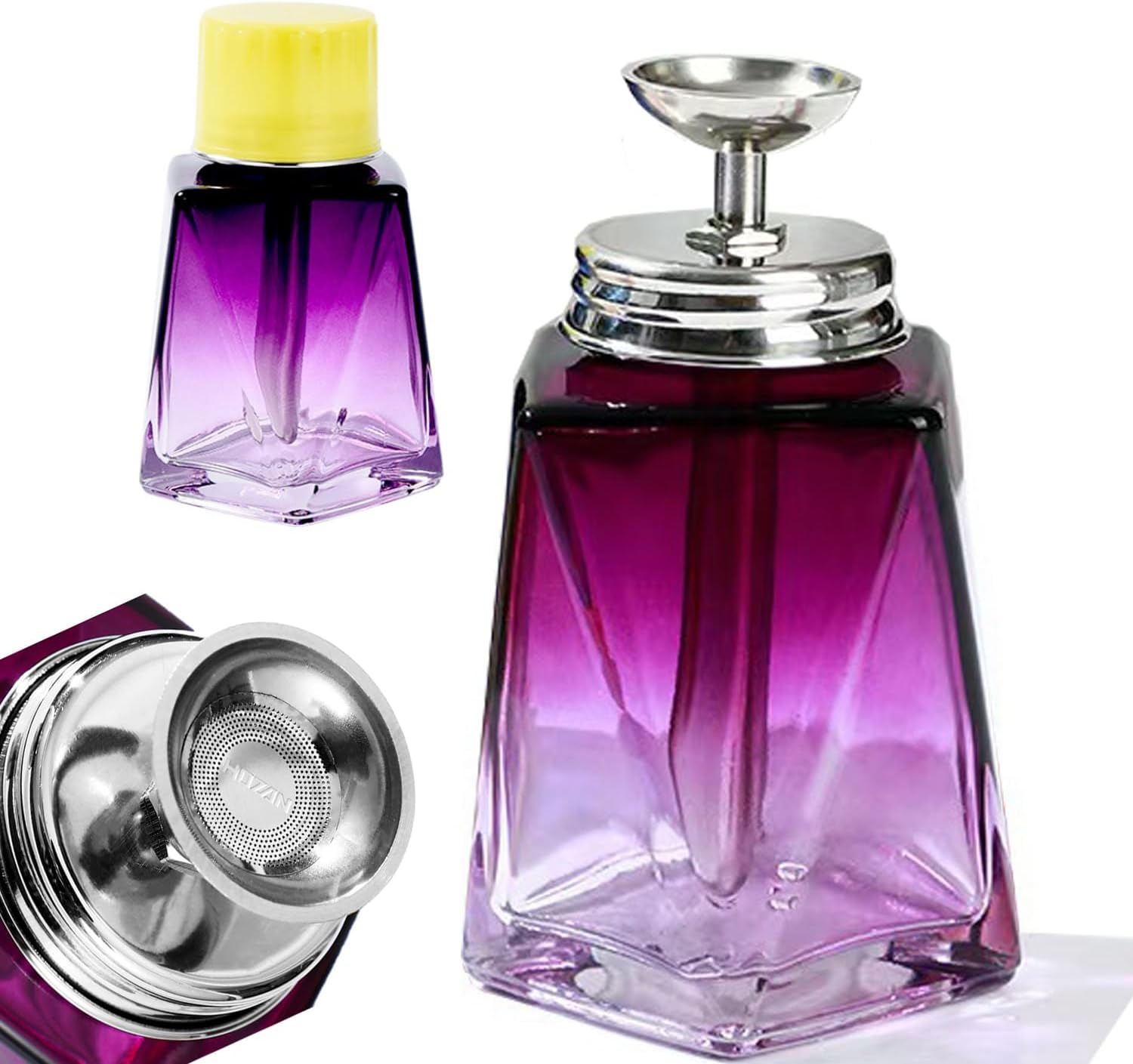 Misforu 5 Oz/ 150Ml Nail Polish Remover Pump Empty Dispenser Bottle Push down Glass Empty Pump Dispenser for Nail Polish Alcohol Makeup Remover Refillable Bottle Acetone Pump Dispenser