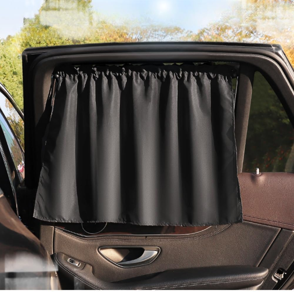 HIDOSNG Set of 3 Car Window Shades, 1 Rear Seat Divider Curtain & 2 Rear Side Window Curtains, 99% Light Blocking Car Curtains, Wide Sedan SUV Sunshade Window Covers for Kids Baby Travel Camping Nap