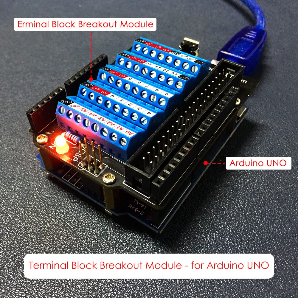Geeekpi Screw Terminal Hat for Arduino UNO, GPIO Screw Terminal Block Breakout Module with Horn Socket Connector, GPIO Expansion Board Breakout for Arduino UNO image number 5