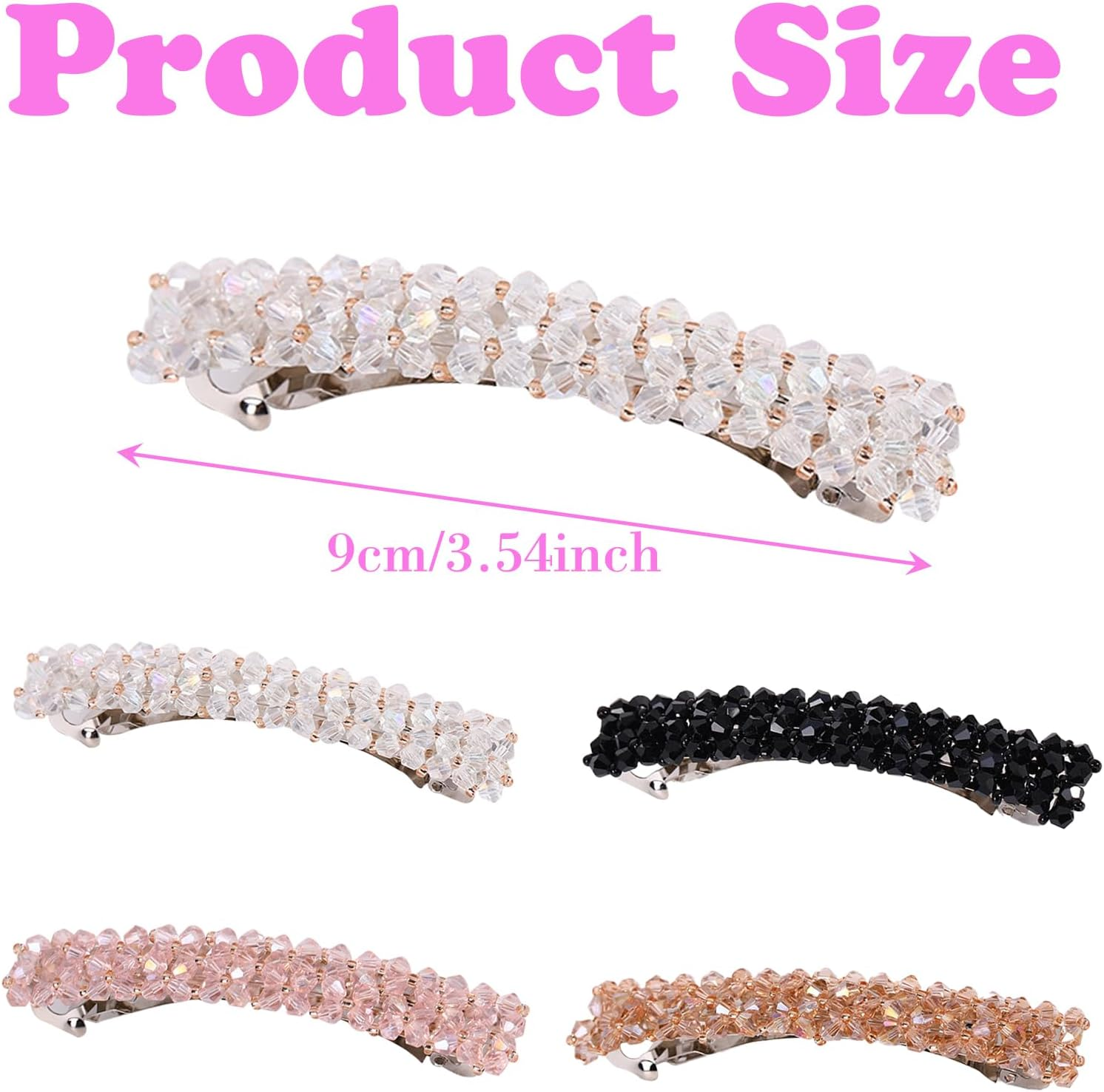 BSITSSS 4 Pieces Crystal Hair Barrettes for Women, Barrette Hair Clips Rhinestone, French Barrette Hair Clip, Shiny Hair Clips & Barrettes, Hair Clasps Bling Accessories for Ladies and Girls image number 4