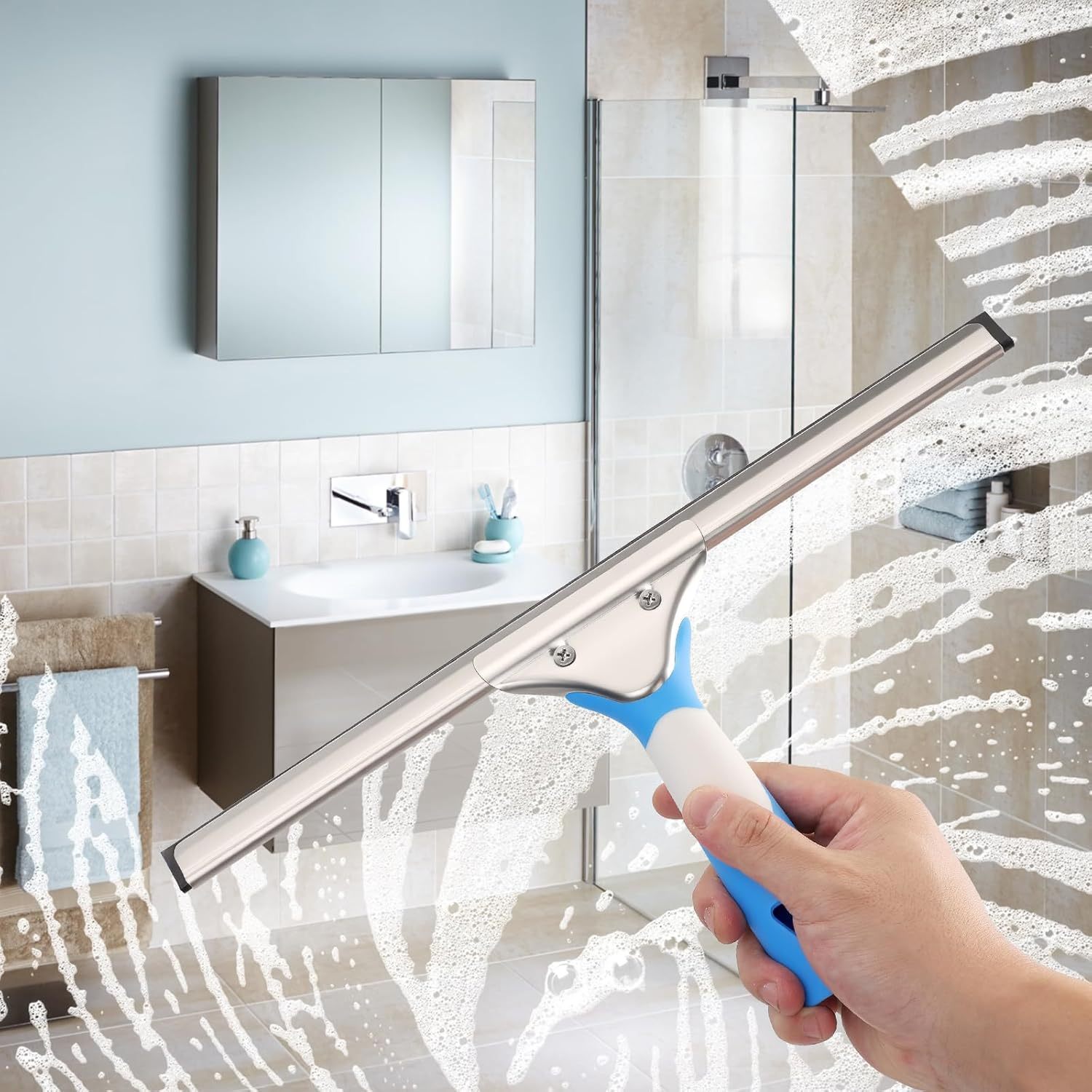 Mitclear Professional Window Squeegee 6IN, Stainless Steel Wiper with Silicone Squeegee Blade, Window Cleaner Tool, Window Cleaning Equipment for Home Bath Shower Glass Door Mirror Tile Kitchen Car image number 4