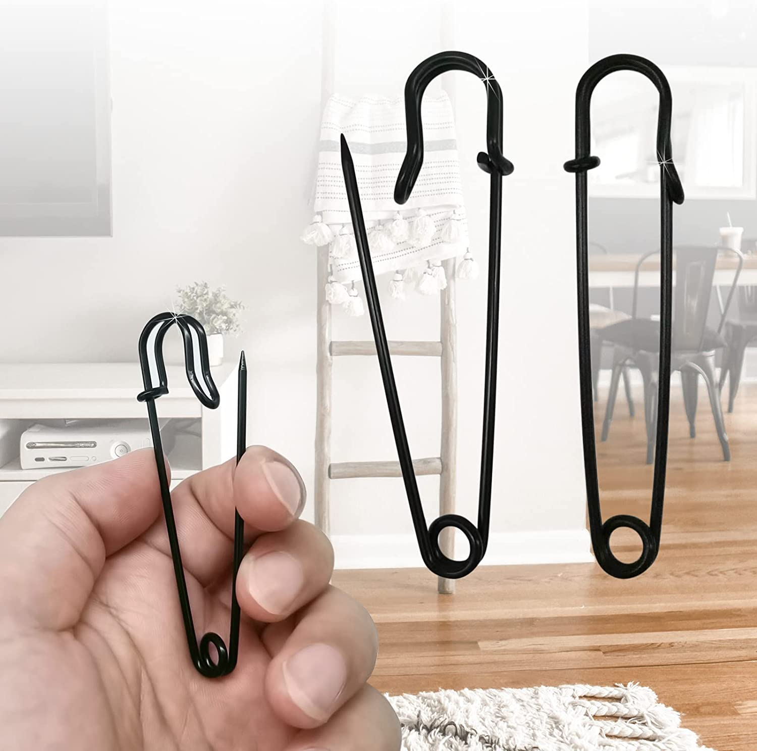 Urmspst Safety Pins (Upgrated), 75Mm Large Safety Pin Pack of 30 for Clothes Leather Canvas Blankets Crafts Skirts Kilts, Extra Large Safety Pin Heavy Duty Black Safety Pins (Black) image number 4