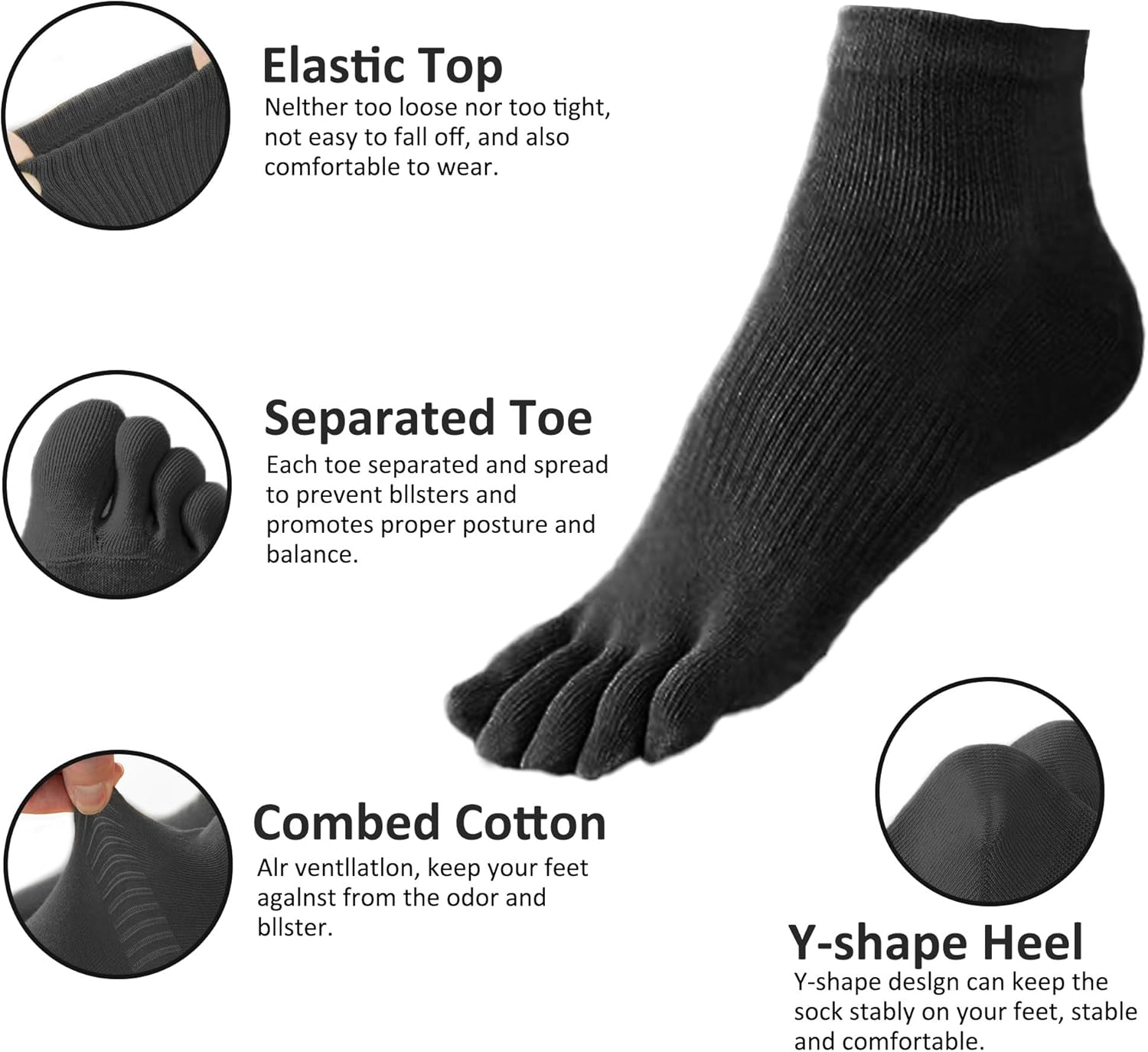 Male Sports Socks Do Not Slip Running Mountaineering Training Socks 5 Pairs image number 3