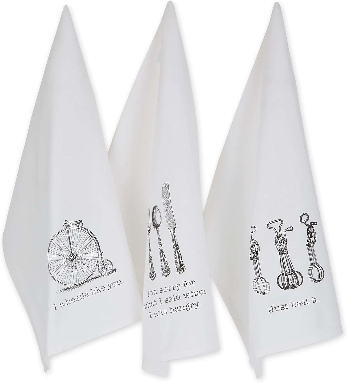 DII Decorative, Printed Kitchen Collection, Vintage Flatware, Dishtowel Set