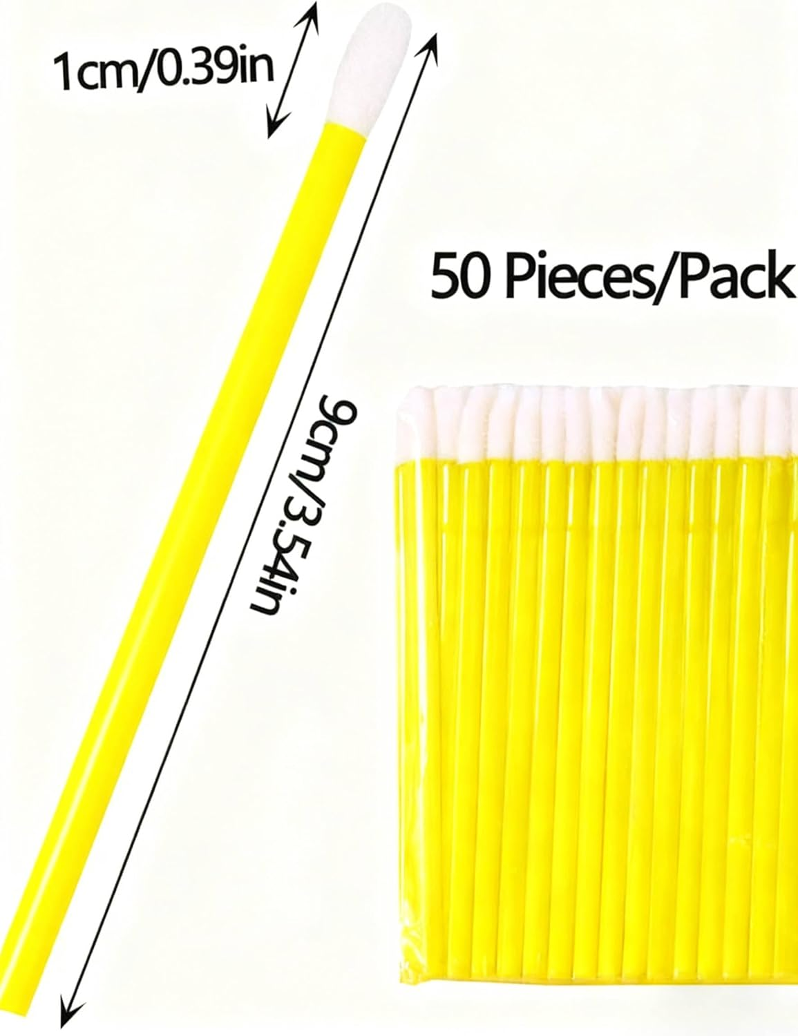 Pack of 400 Lip Brushes, Betterjonny Make-Up Lipstick Brush, Lip Gloss, Concealer Brush, Lipstick Stick Applicator, Lip Applicator Tool for Perfect Lip Makeup (Yellow) image number 2