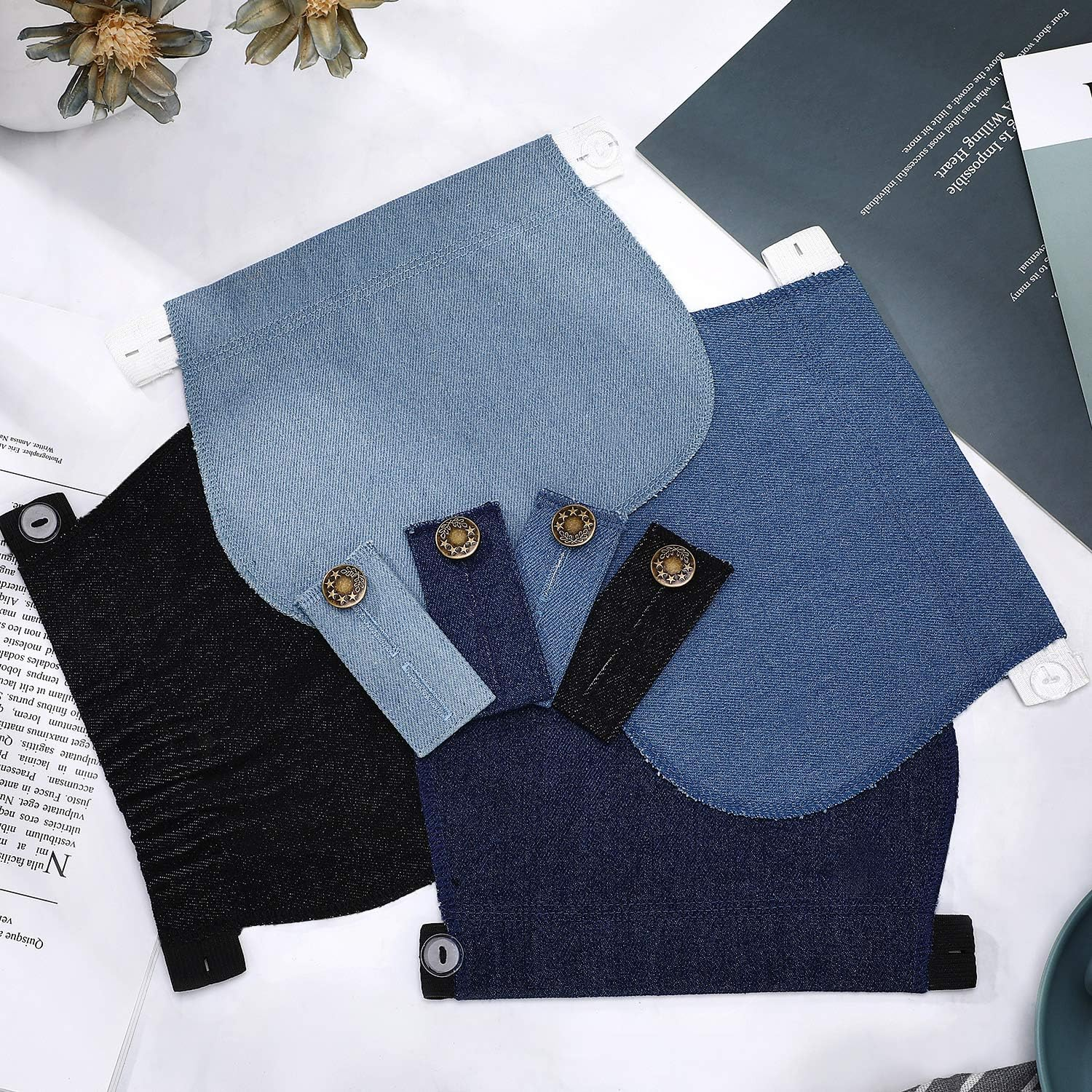 8 Pieces Maternity Pants Extender Elastic Pant Button Extenders Adjustable Waistband Extender for Pregnancy Women Men Jeans Pants Trouser image number 4