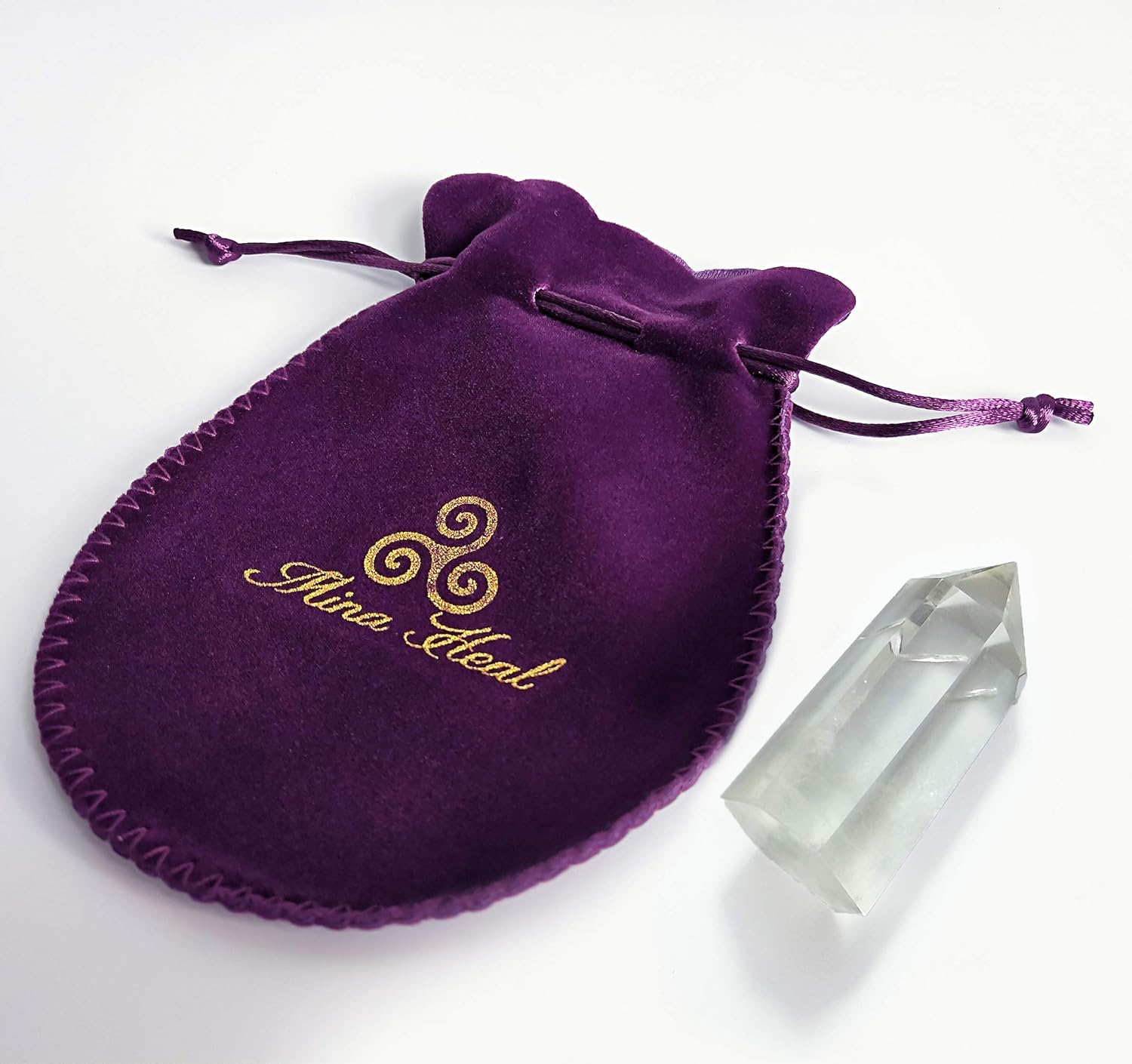 Healing Stone Wand of Clear Quartz Crystal Pointed & Faceted Prism Bar for Reiki Chakra Meditation Therapy Deco - Amethyst image number 2