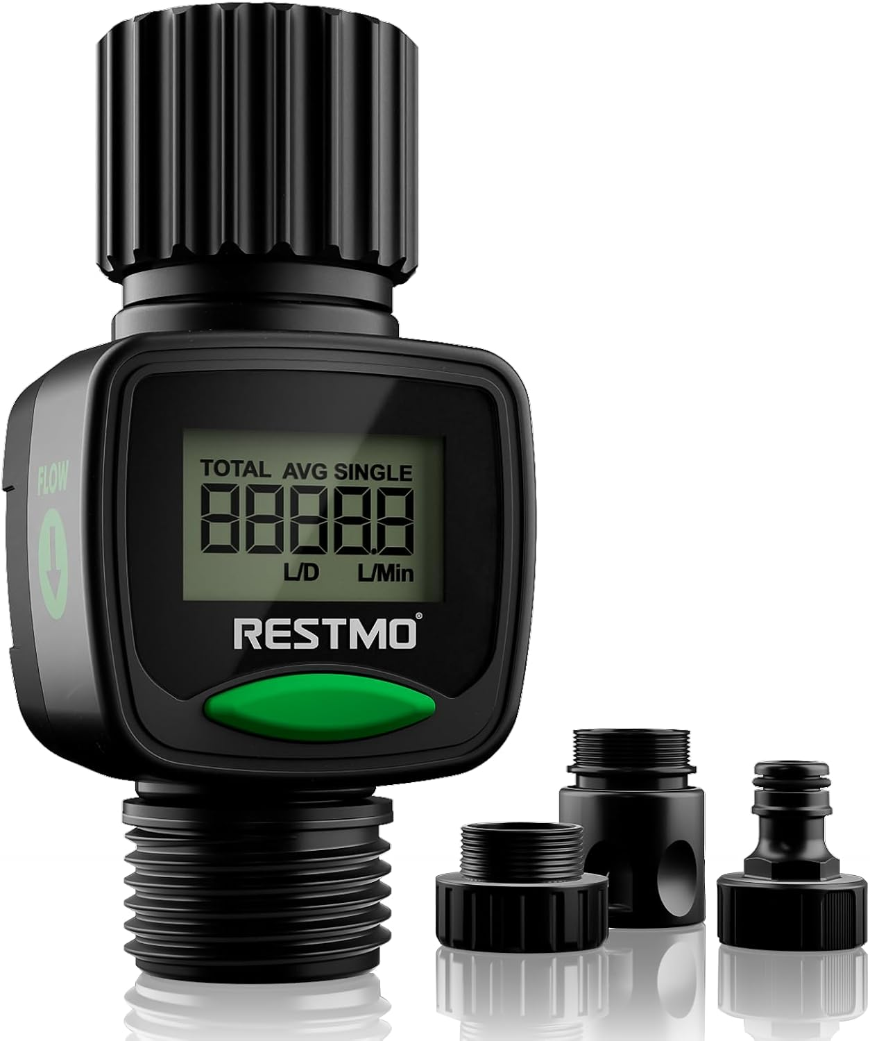 RESTMO Water Flow Meter, High Measure Accuracy, Measure Gallon/Liter Consumption and Flow Rate for Garden Hose Watering, RV Water Tank Filling, Lawn Sprinkler, Irrigation System image number 2