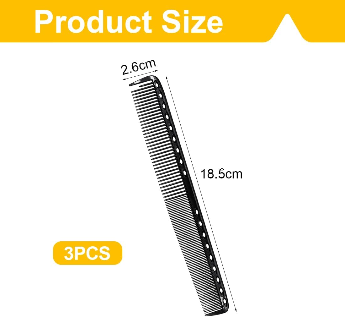 OUDQFCJ Hairdressing Combs 3 Anti-Static Carbon Fiber Hair Combs Wide Tooth Styling Comb Suitable for Home Use Unisex (4 Color Combination) image number 3